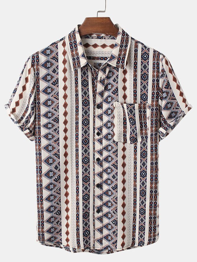 Cotton-Blend Printed Casual Shirts