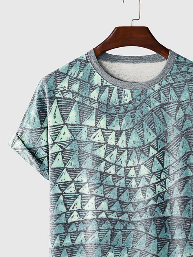 Crew Neck Geometric T-shirt