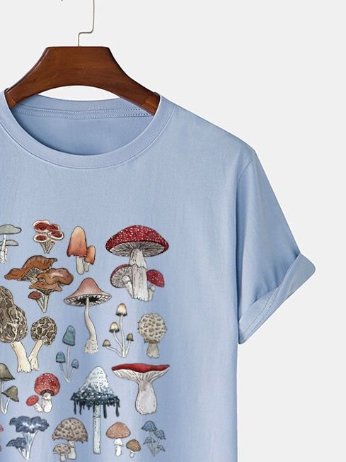 Mens Mushroom Types Print Community Spirit Short Sleeve T-Shirt