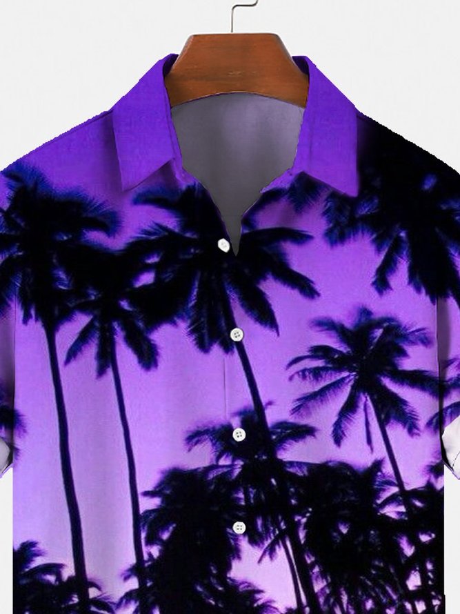 Mens Casual Coconut Tree Short Sleeve Shirt Classic Hawaiian Shirt 