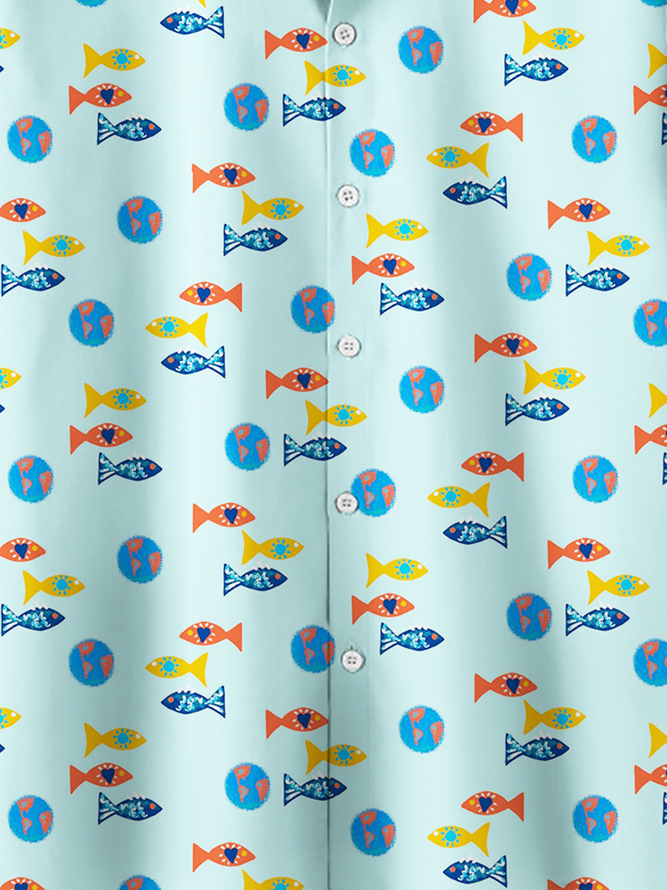 Fish Cotton-Blend Printed T-shirt
