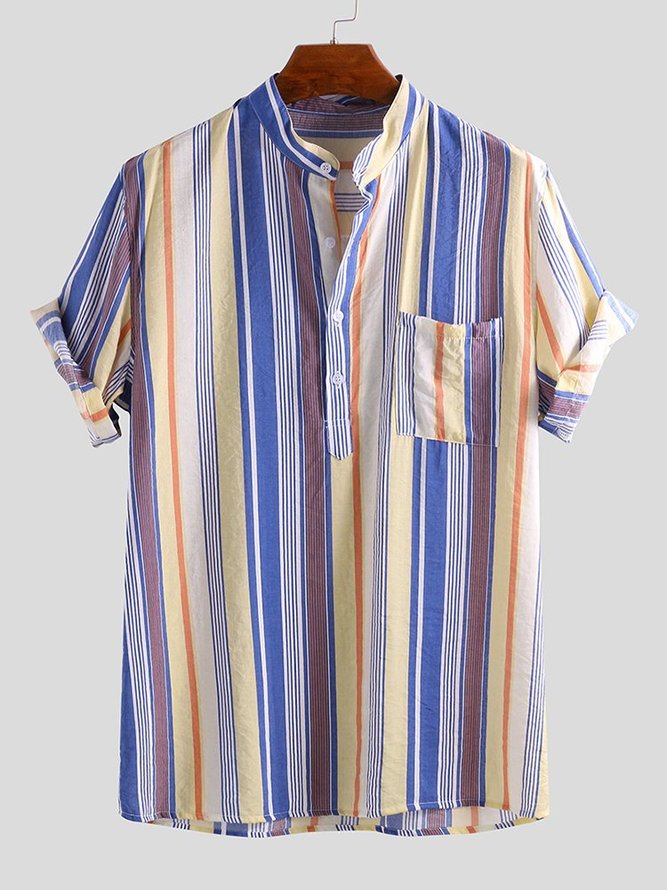 Men's Cotton Basic Striped Shirts | hawalili