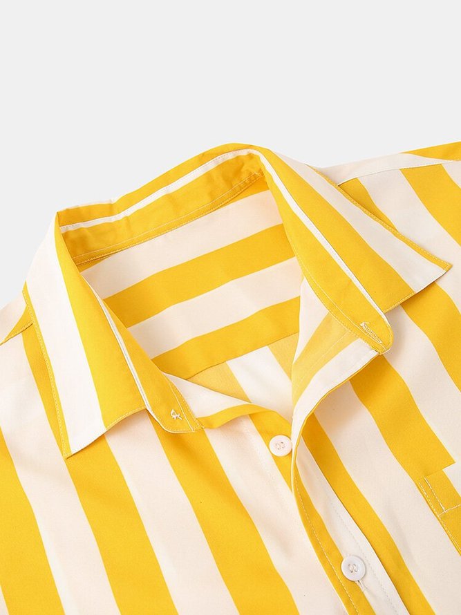 Mens Short Sleeve Casual Striped Designer Shirts