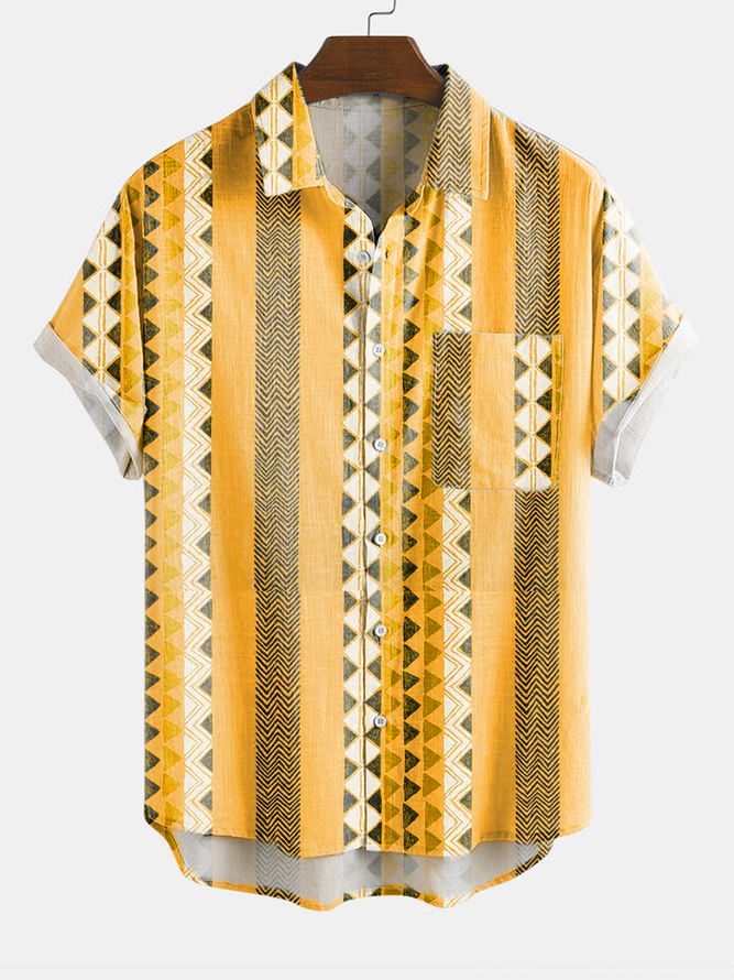 Shirt Collar Striped T-shirt