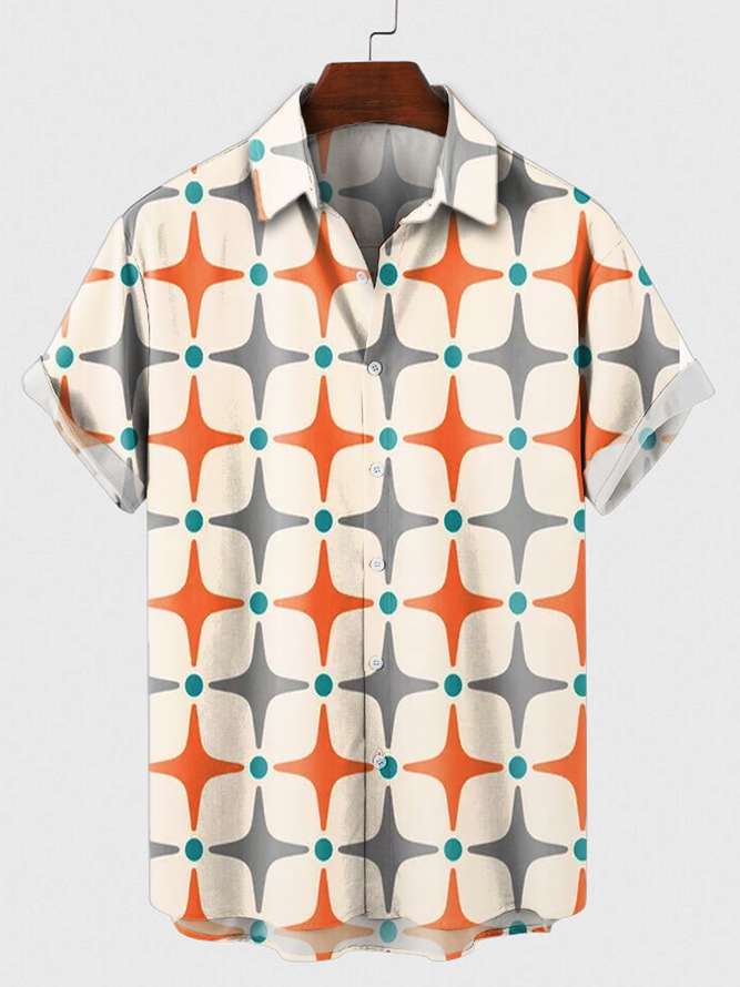 Geometric Shirt Collar Shirts