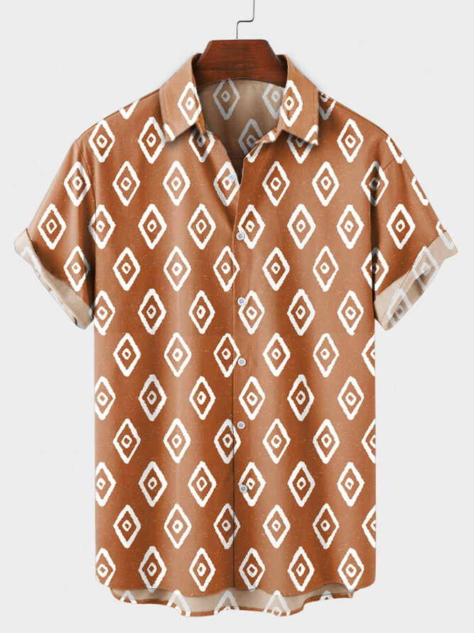 Shirt Collar Geometric T-shirt