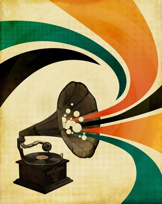 Mens Music Retro Phonograph Trumpet Antique Vinyl Record Player Print Hawaiian Lapel Shirts
