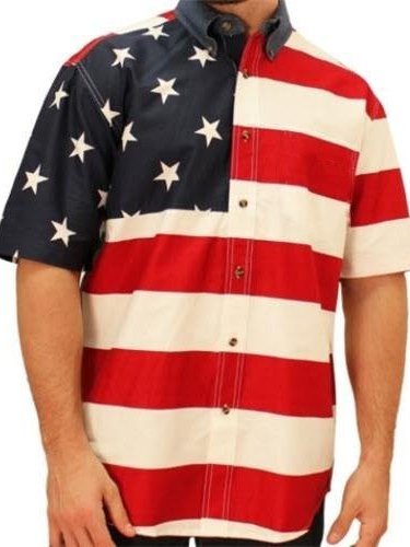 American Flag Print Casual Shirt Collar Shirts