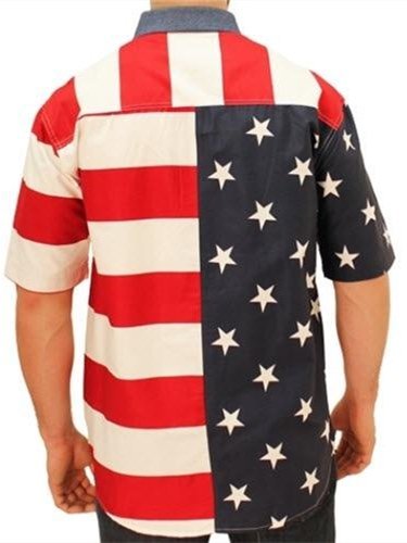 American Flag Print Casual Shirt Collar Shirt
