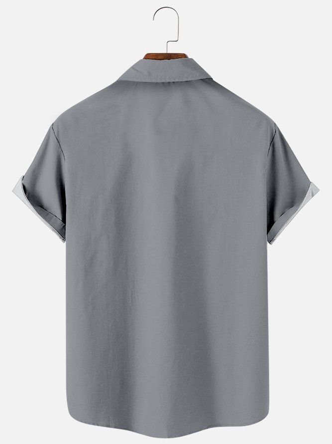Hawaiian Retro Geometric Abstract Elements Men's Casual Short-sleeved Shirt