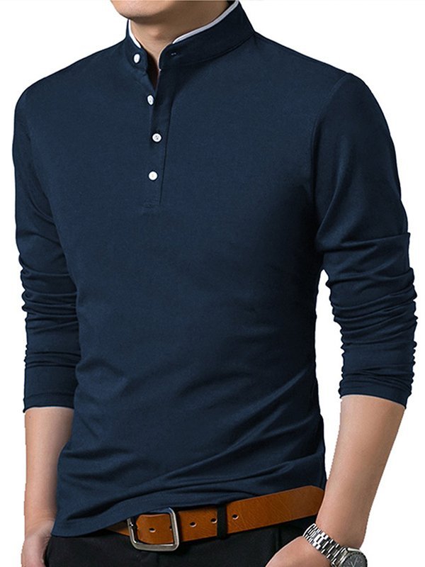 Long Sleeve V Neck Solid Casual T-shirt