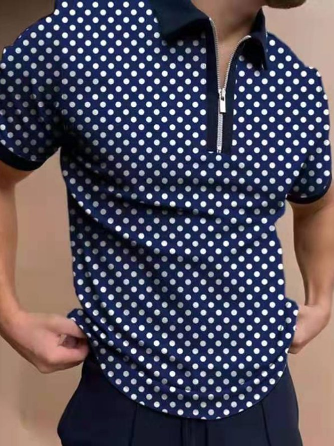 Mens Geometric Print Casual Polo Shirt