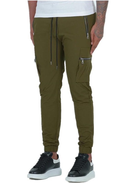 Solid Pockets Cotton Cargo Casual Casual Pants