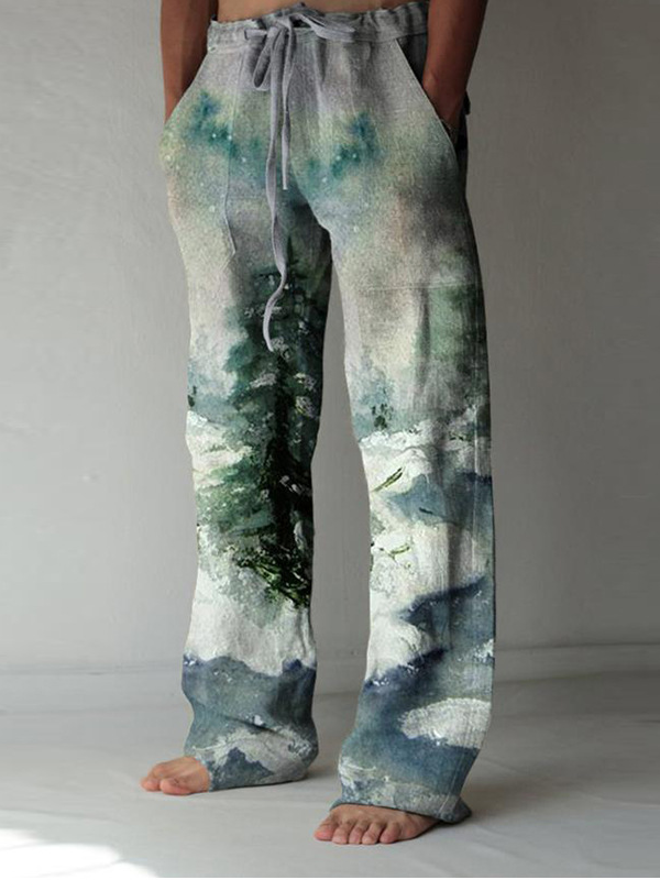 Casual Printed Drawstring Casual Pants