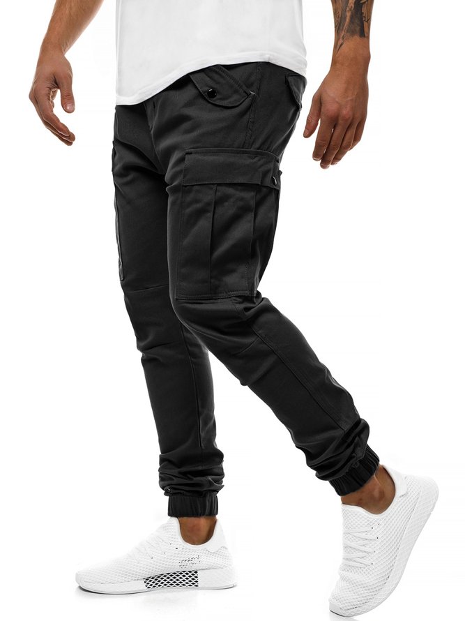 Pockets Street Wear Solid Cargo Pants