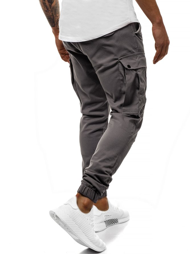 Pockets Street Wear Solid Cargo Casual Pants
