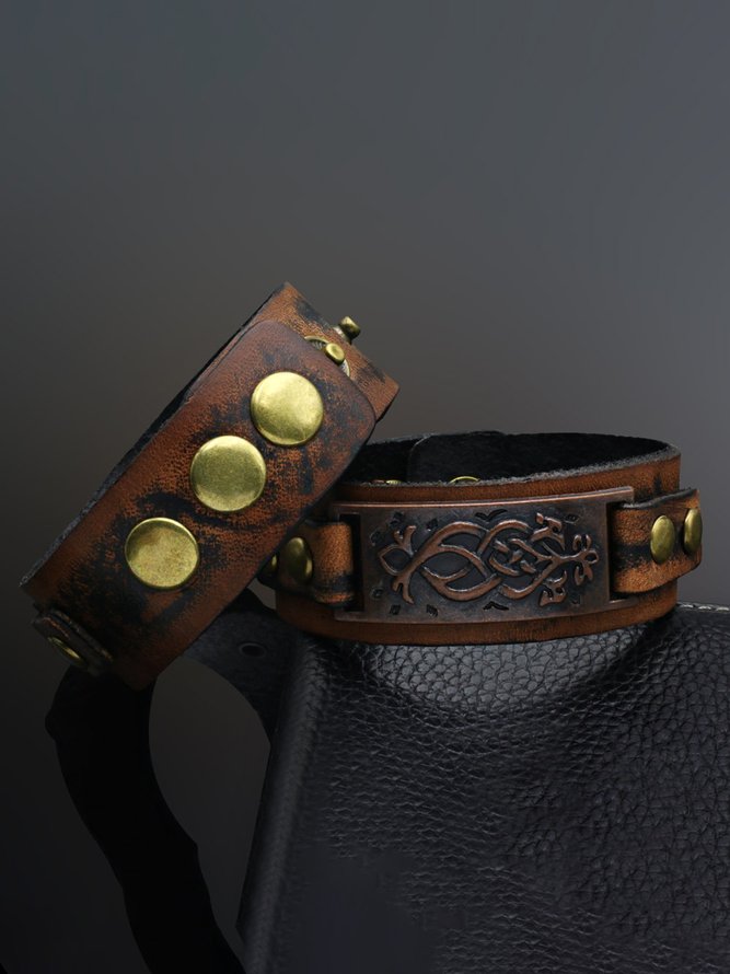 Vintage Wide Leather Bracelet