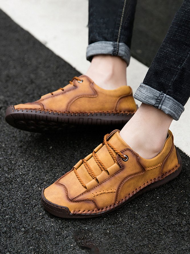 Retro Casual Stitching Lace-up Shoes