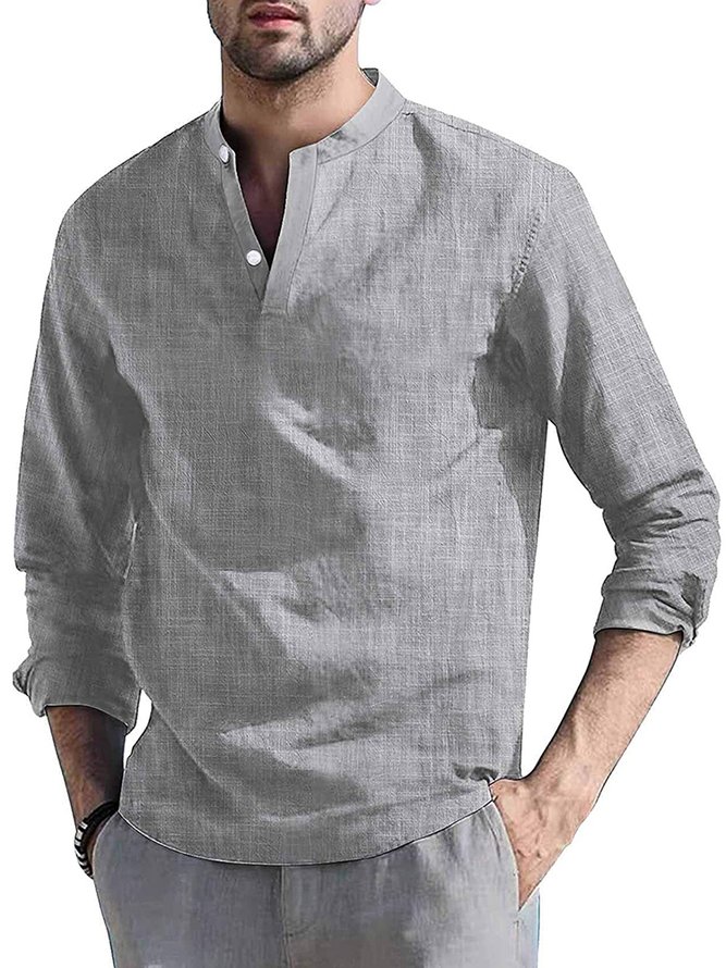 Cotton-Blend V Neck Shirts