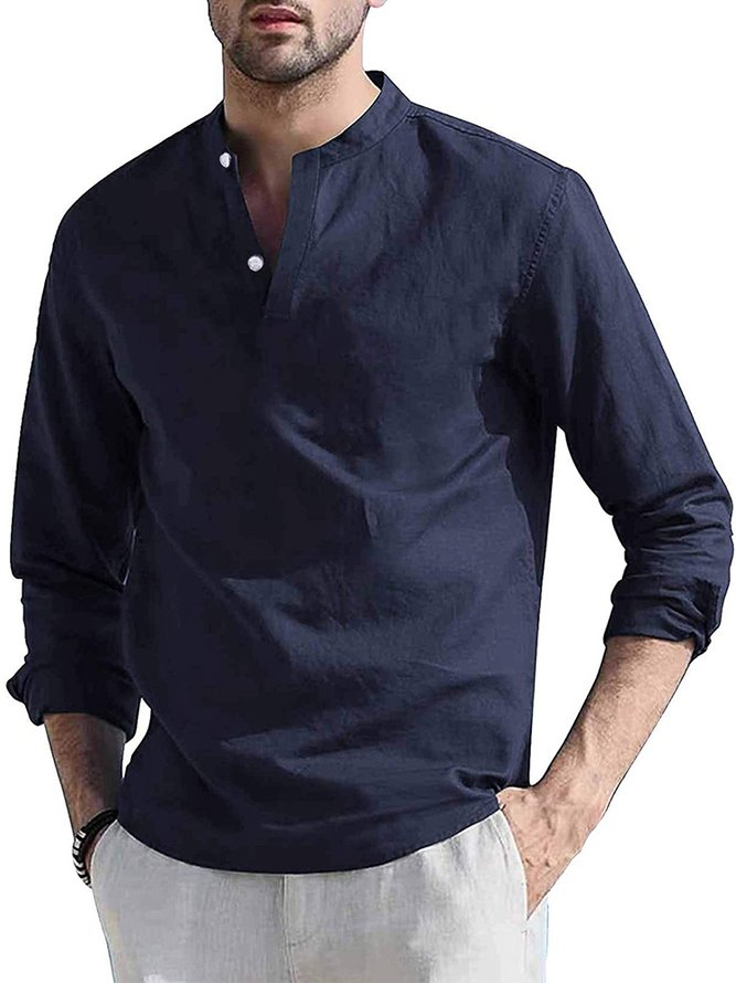 Cotton-Blend V Neck Shirts & Tops