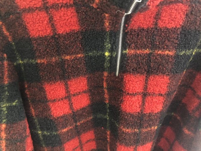 Casual stand-collar checked fleece Fleece Sweatshirt
