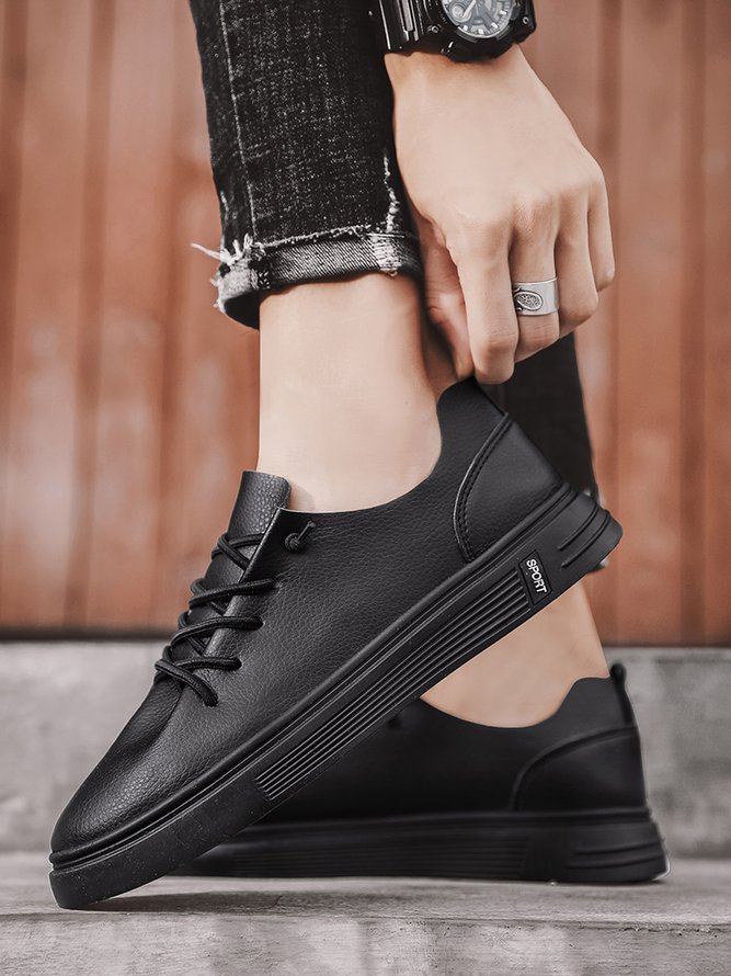 Simple Plain Lace-up Sneakers