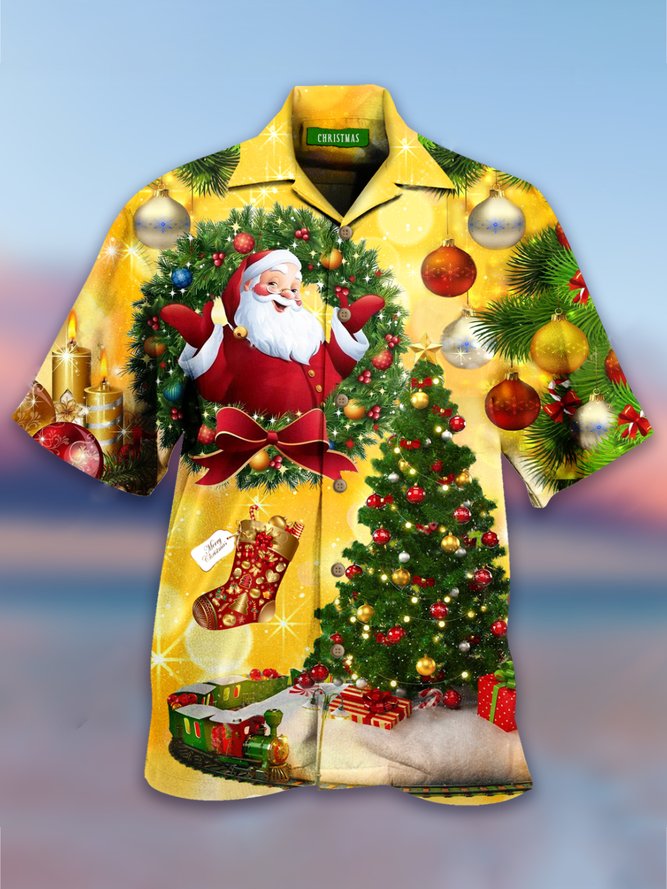 Hawaiian Retro Christmas Men's Casual Short-sleeved Shirt