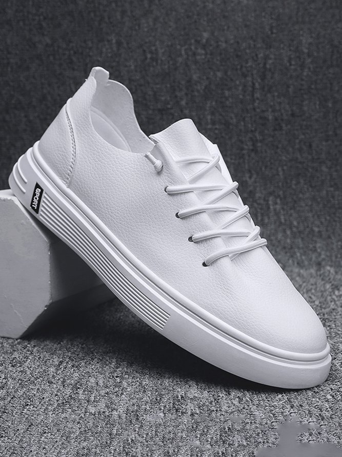 Simple Plain Lace-up Sneakers