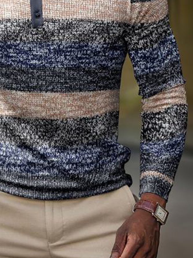 Geometric Cotton Blends Long Sleeve Polo Shirts & Tops
