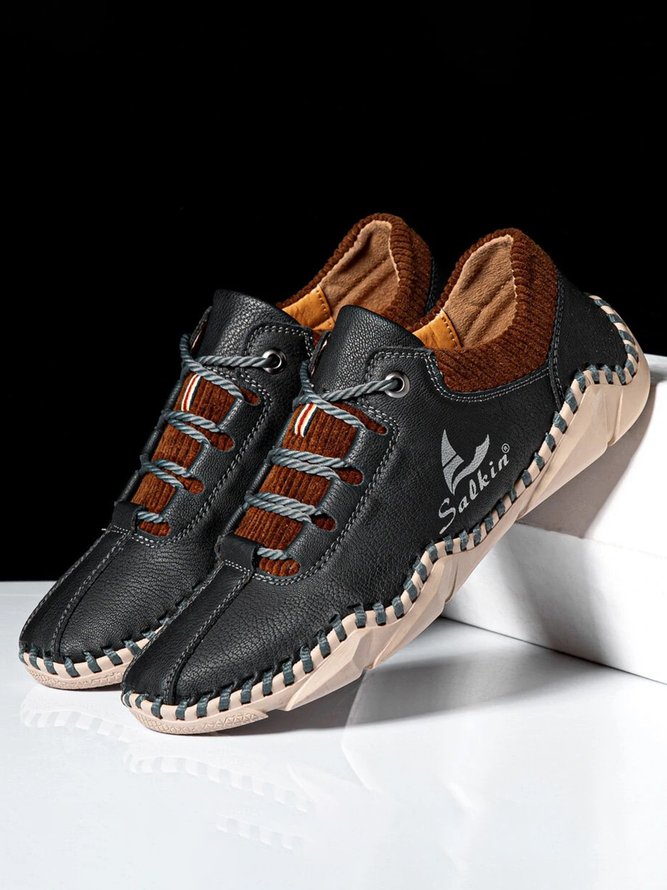 Casual Leather Stitching Sneakers