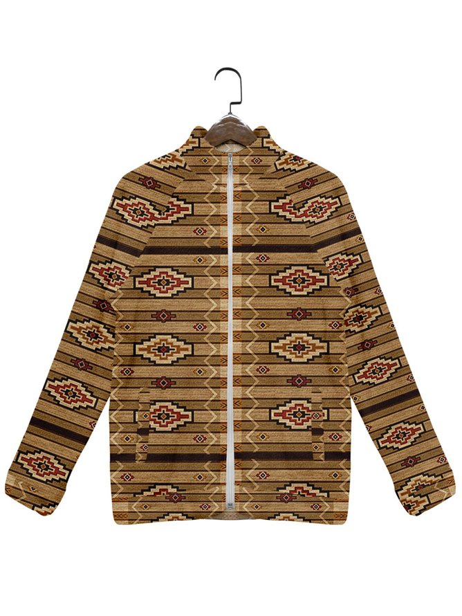 Native Pattern Long Sleeve Fleece Jacket