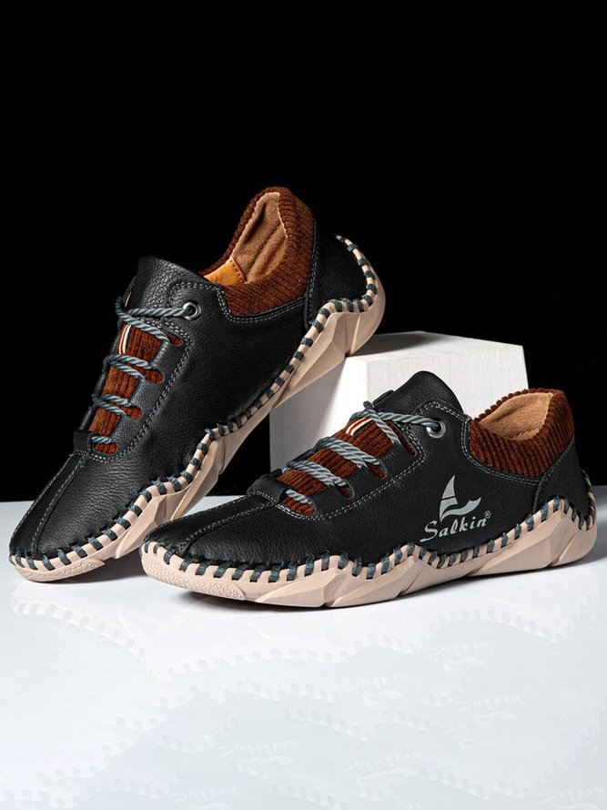 Casual Leather Stitching Sneakers