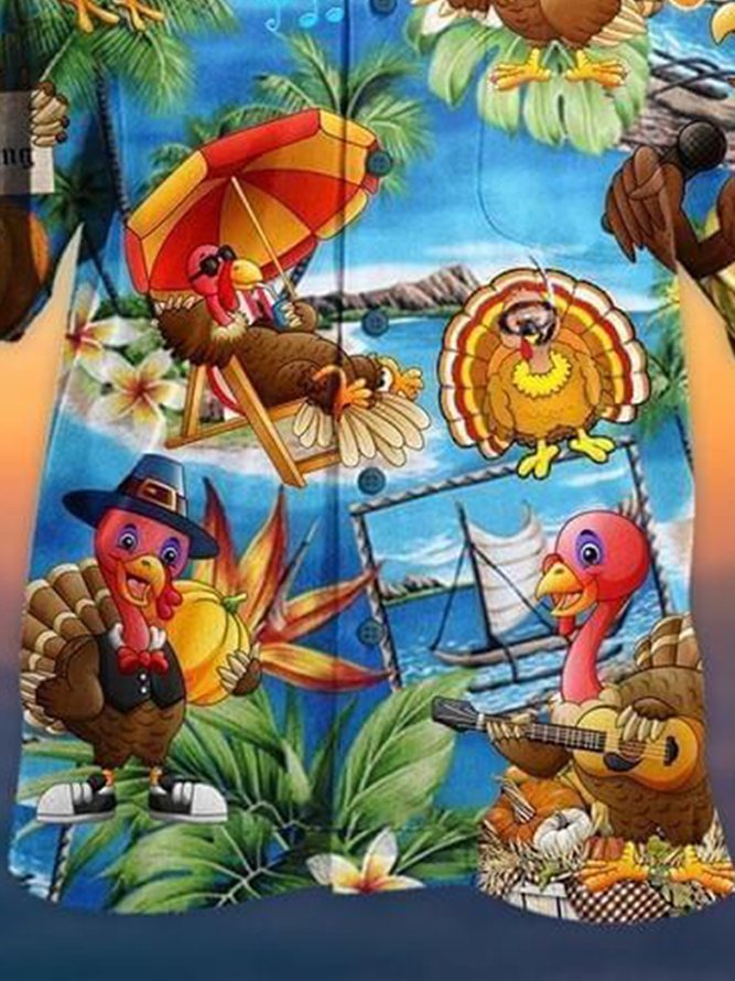 Vacation Shirt Collar Short Sleeve Shirt & Top