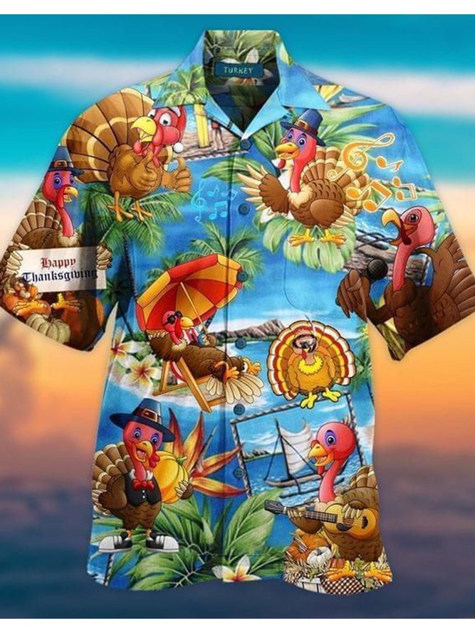 Vacation Shirt Collar Short Sleeve Shirt & Top