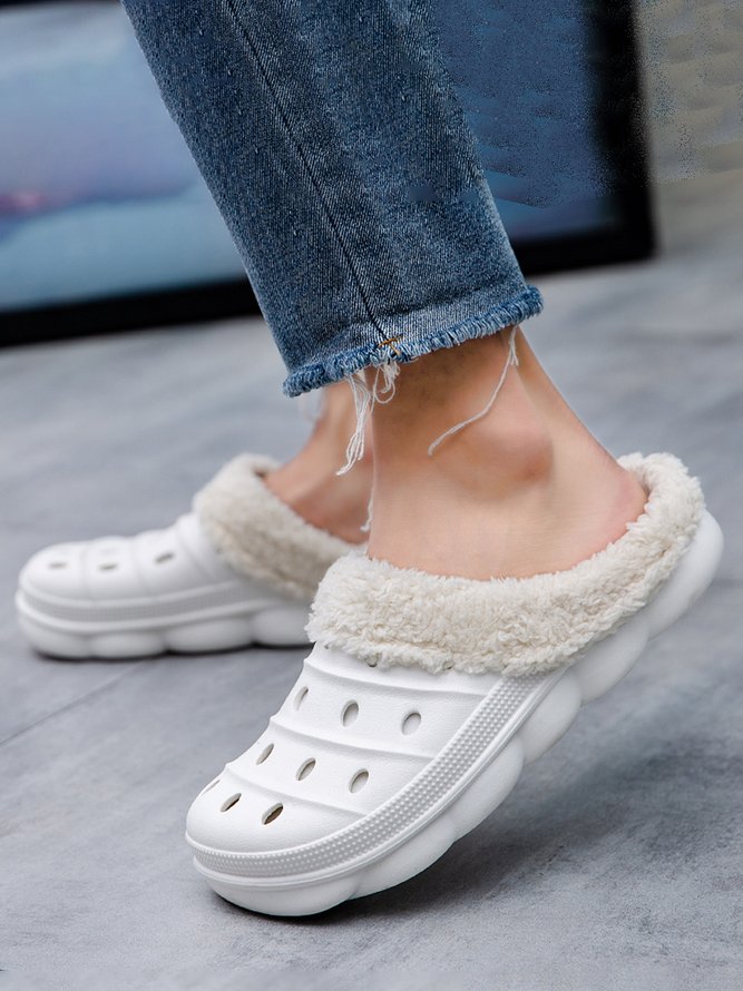 Casual Hollow And Velvet Warm Slippers