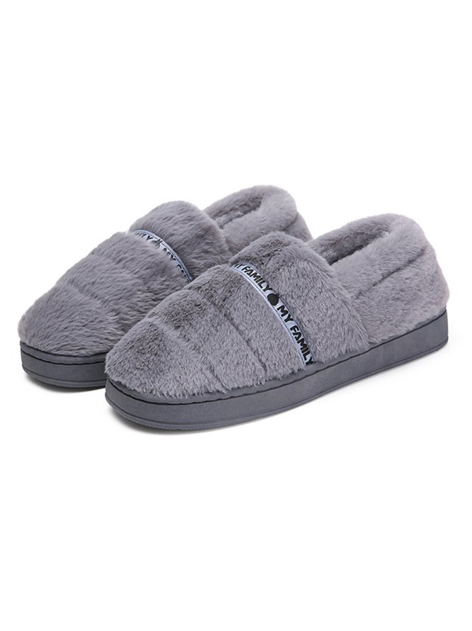 Simple English Plush Warm Home Slippers