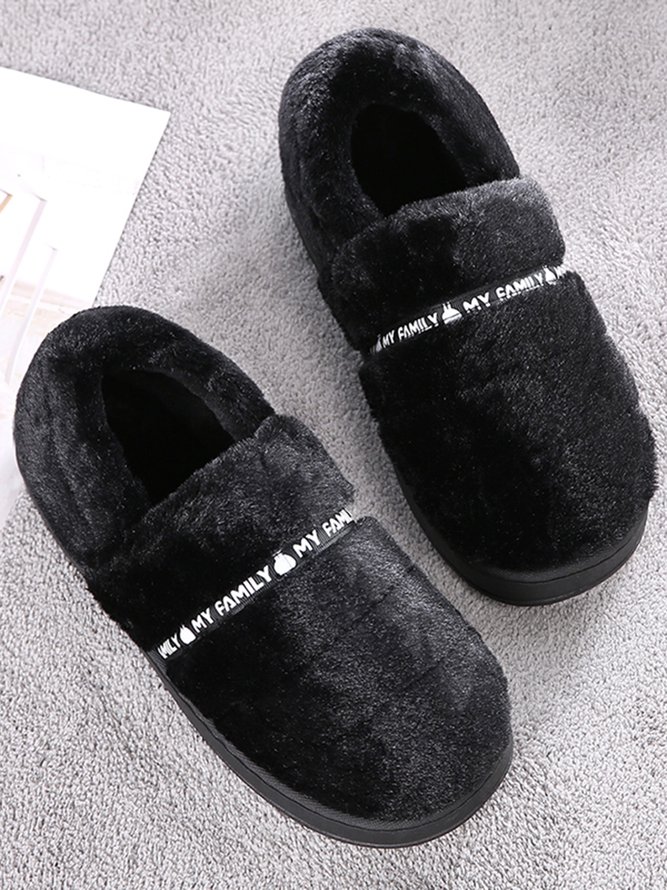 Simple English Plush Warm Home Slippers