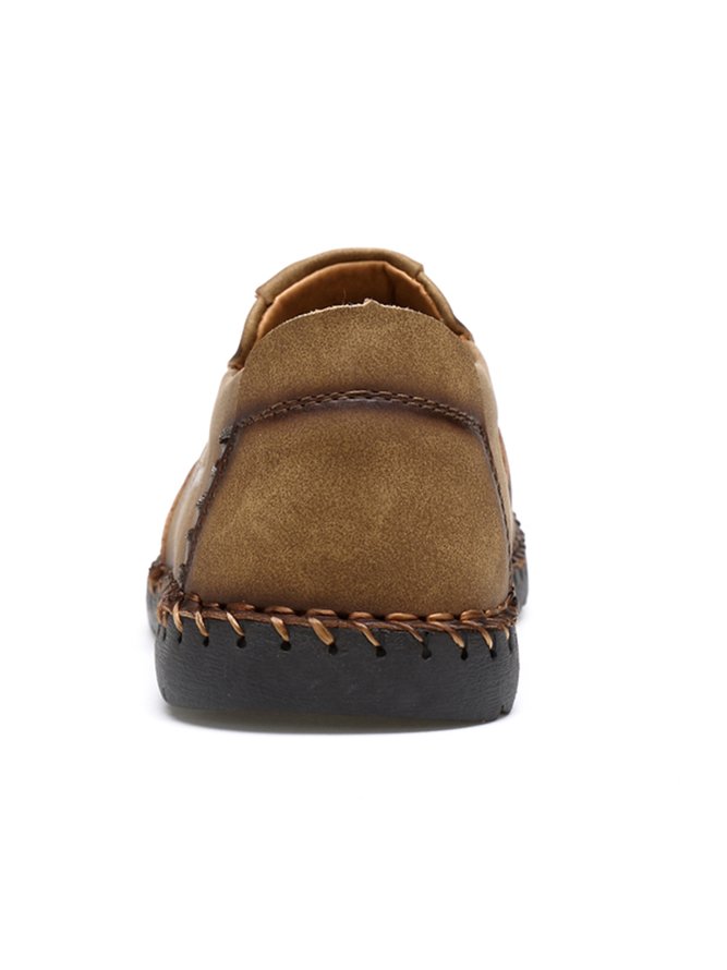 Simple Hand-stitched Casual Leather Shoes