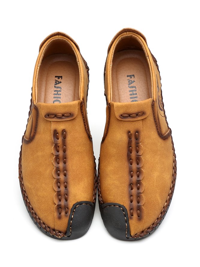 Simple Hand-stitched Casual Leather Shoes