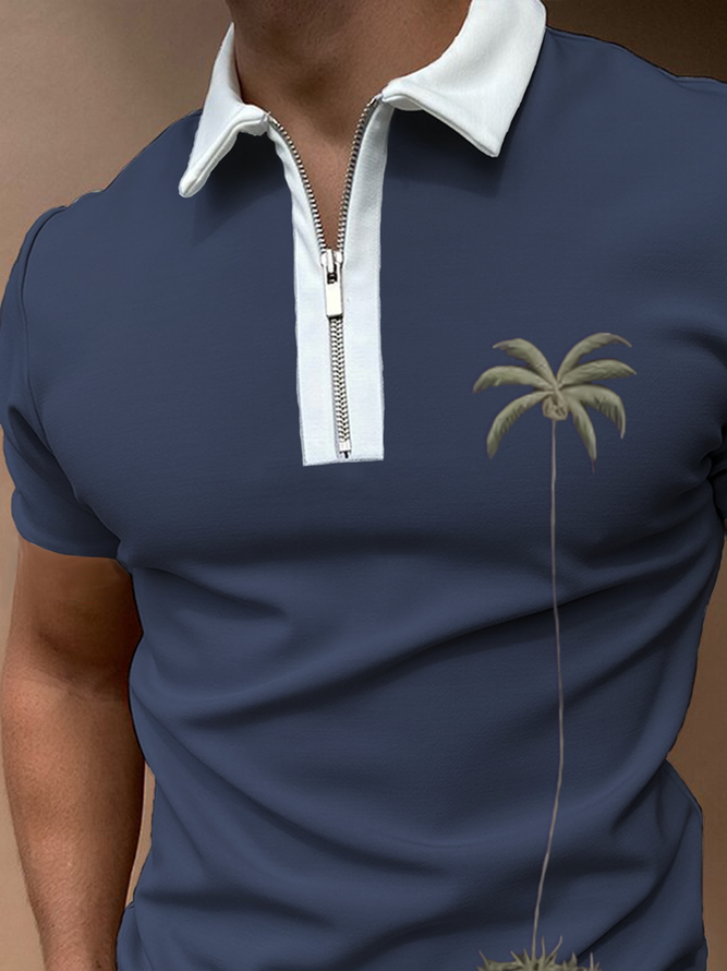 Short Sleeve Crew Neck Coconut Tree Shirts & Tops