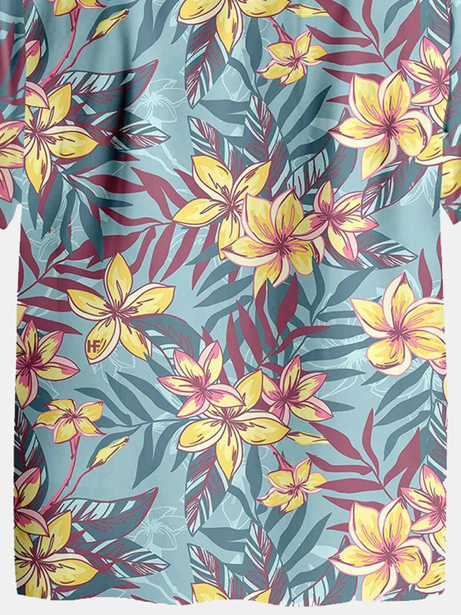 Vintage Plant Floral Hawaiian Short Sleeve Shirt