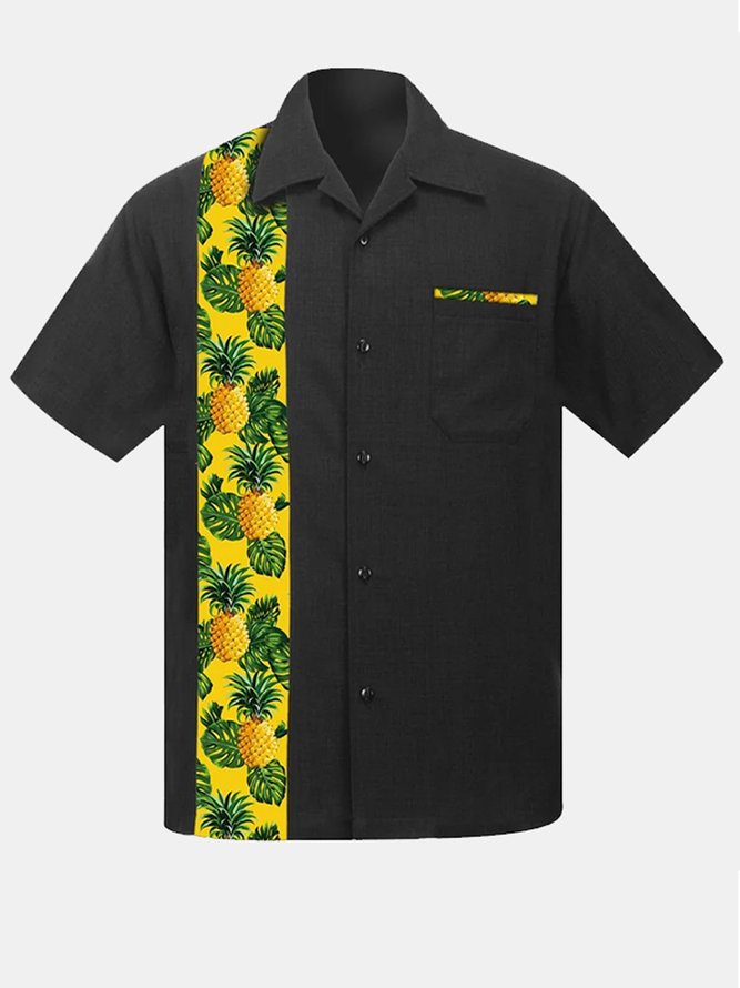 Vintage Plant Floral Hawaiian Short-sleeved Billiard Shirt