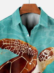 Hawaiian Retro Underwater World Men's Casual Short-sleeved Shirt