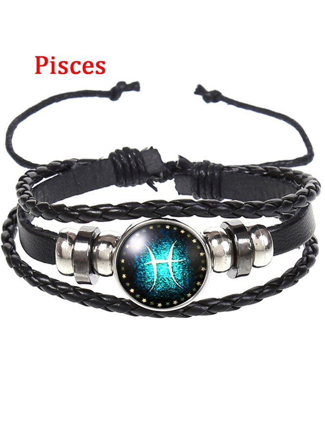 Men's And Women's Personality Retro Constellation Leather Bracelet