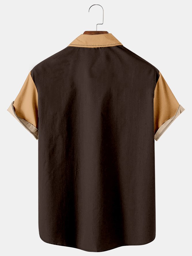 Mens Racing Series Print Casual Breathable Short Sleeve Bowling Shirt