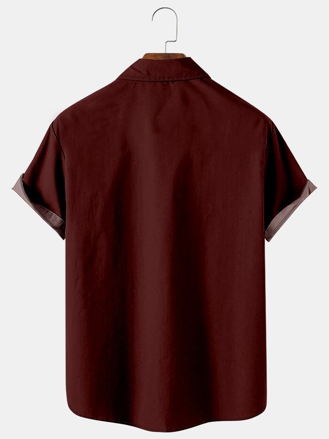 Mens Racing Print Casual Breathable Bowling Shirt