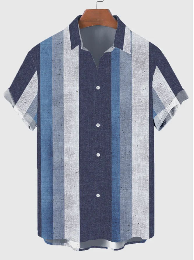 Cotton Linen Style American Casual Striped Versatile Linen Shirt | hawalili