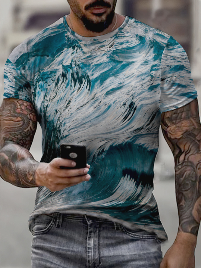 Casual Style Personality Abstract Oil Painting Pattern Printing Men's T-shirt