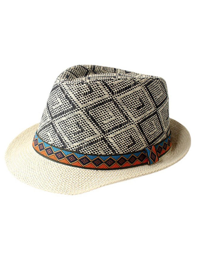 Side view of Hawalili Black Men Hats &amp;scarves&amp;gloves Woven Boho Summer Men Hats &amp;scarves&amp;gloves