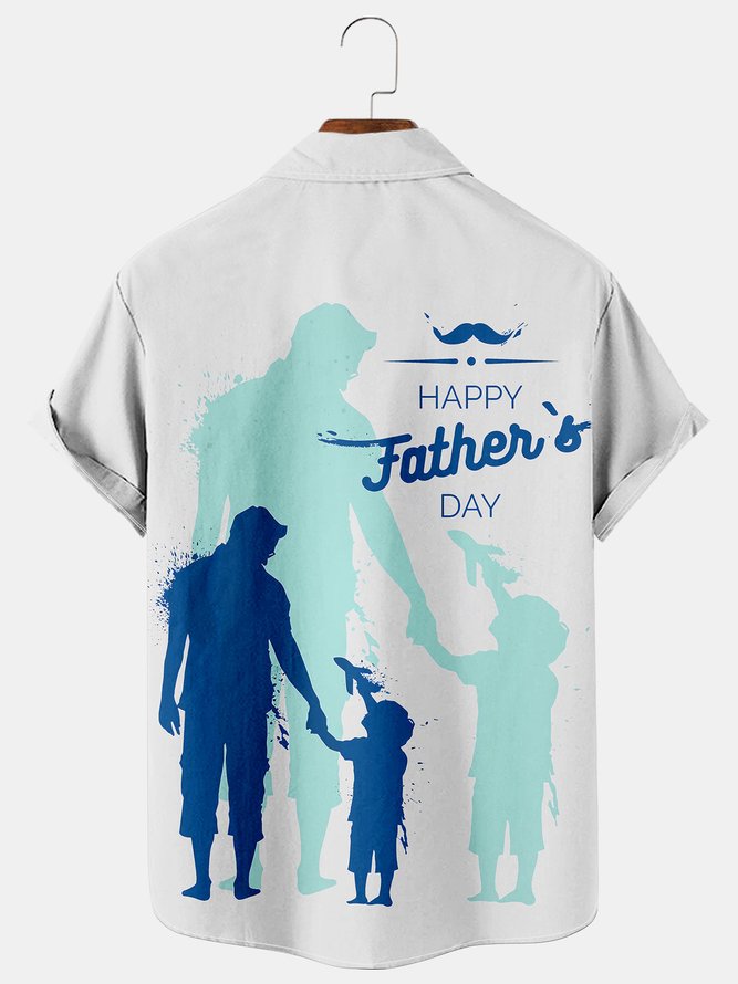 Men's Father's Day Print Casual Short Sleeve Hawaiian Shirt